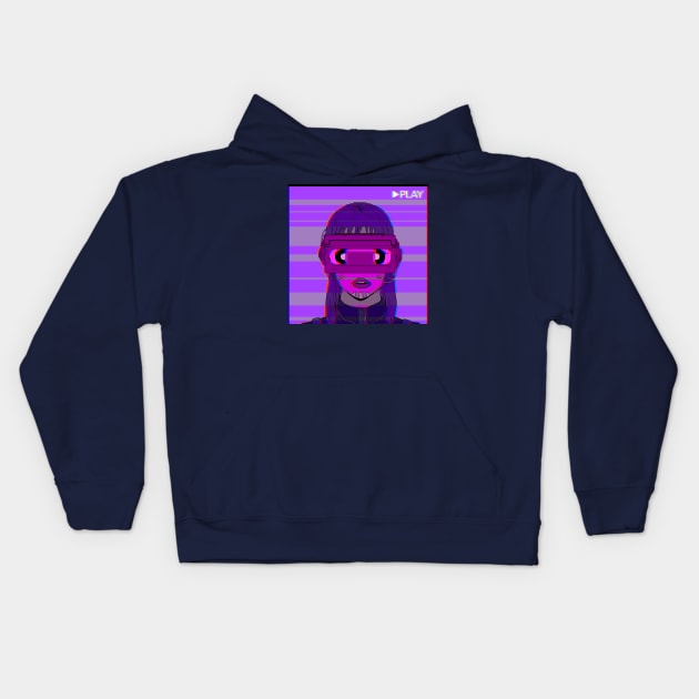 VHS Girl Glitch Kids Hoodie by LeiaHeisenberg